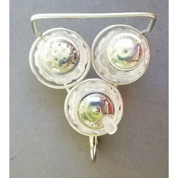 Salt and Pepper in a Metal Cart Holder Caddy M331 Anchor Hocking Vintage - Picture 8 of 8